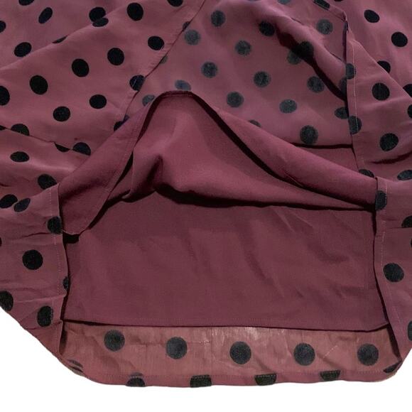 J. Crew  Dress Off the Shoulder Ruffle Polka Dot Cabernet/Black Size 18 - Picture 3 of 9